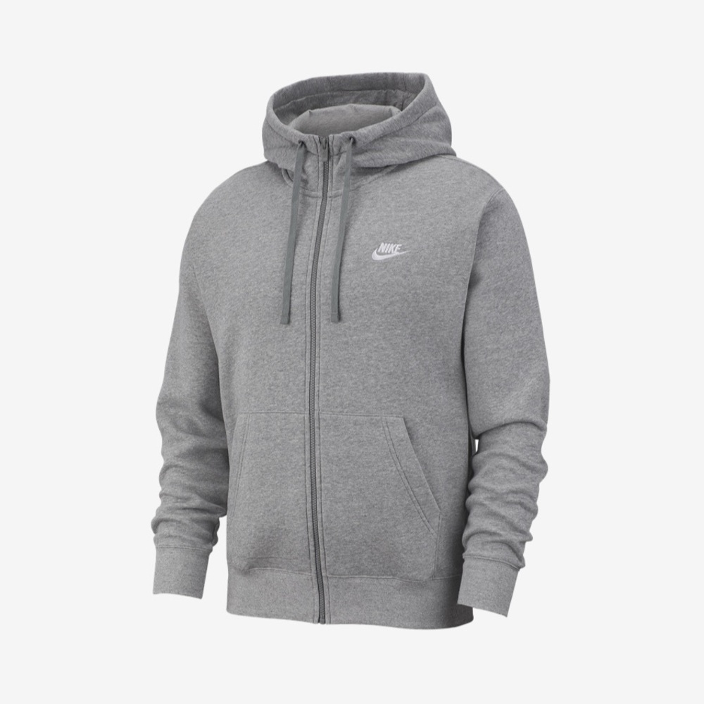 nike club full zip hoodie - grey/white